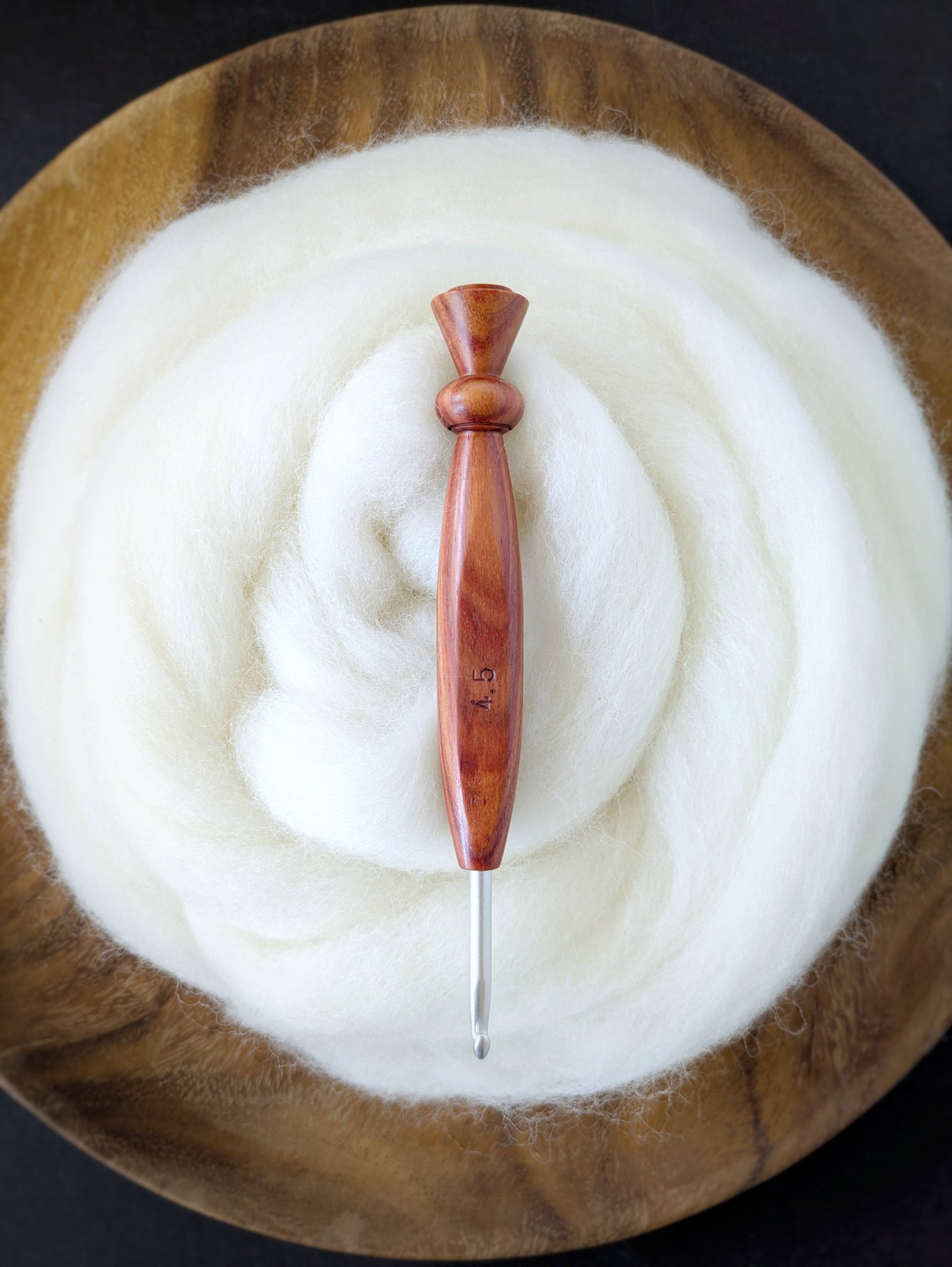 7 4.5mm Tulipwood Ergonomic Wood Crochet Hook