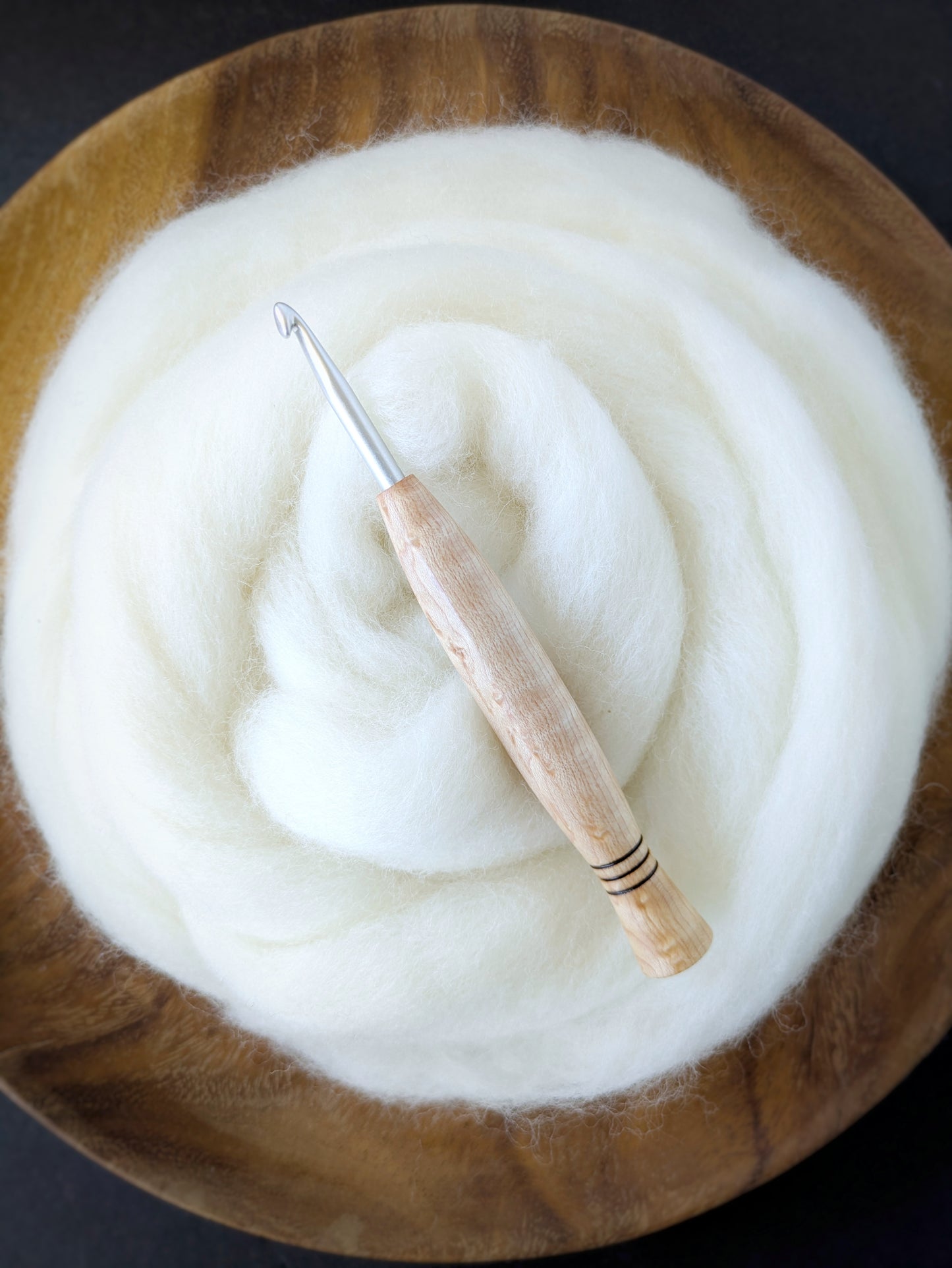 H 5mm Birdseye Maple Ergonomic Wood Crochet Hook