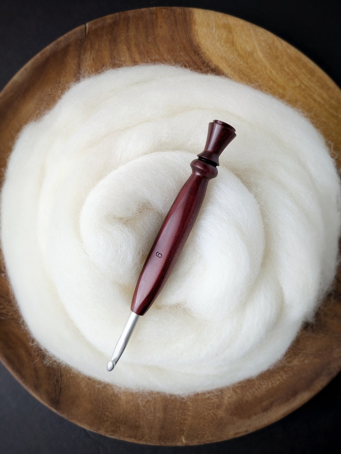 J 6mm Redheart Ergonomic Wood Crochet Hook