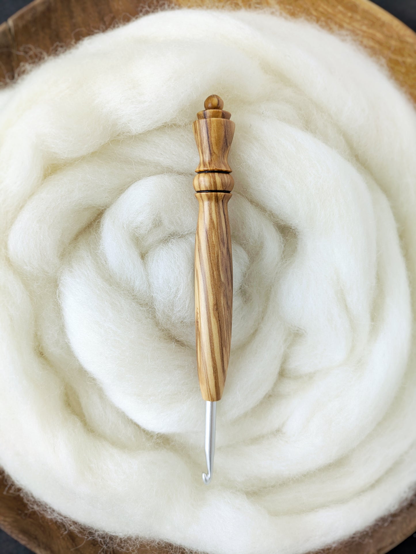 7 4.5mm Olivewood Ergonomic Wood Crochet Hook