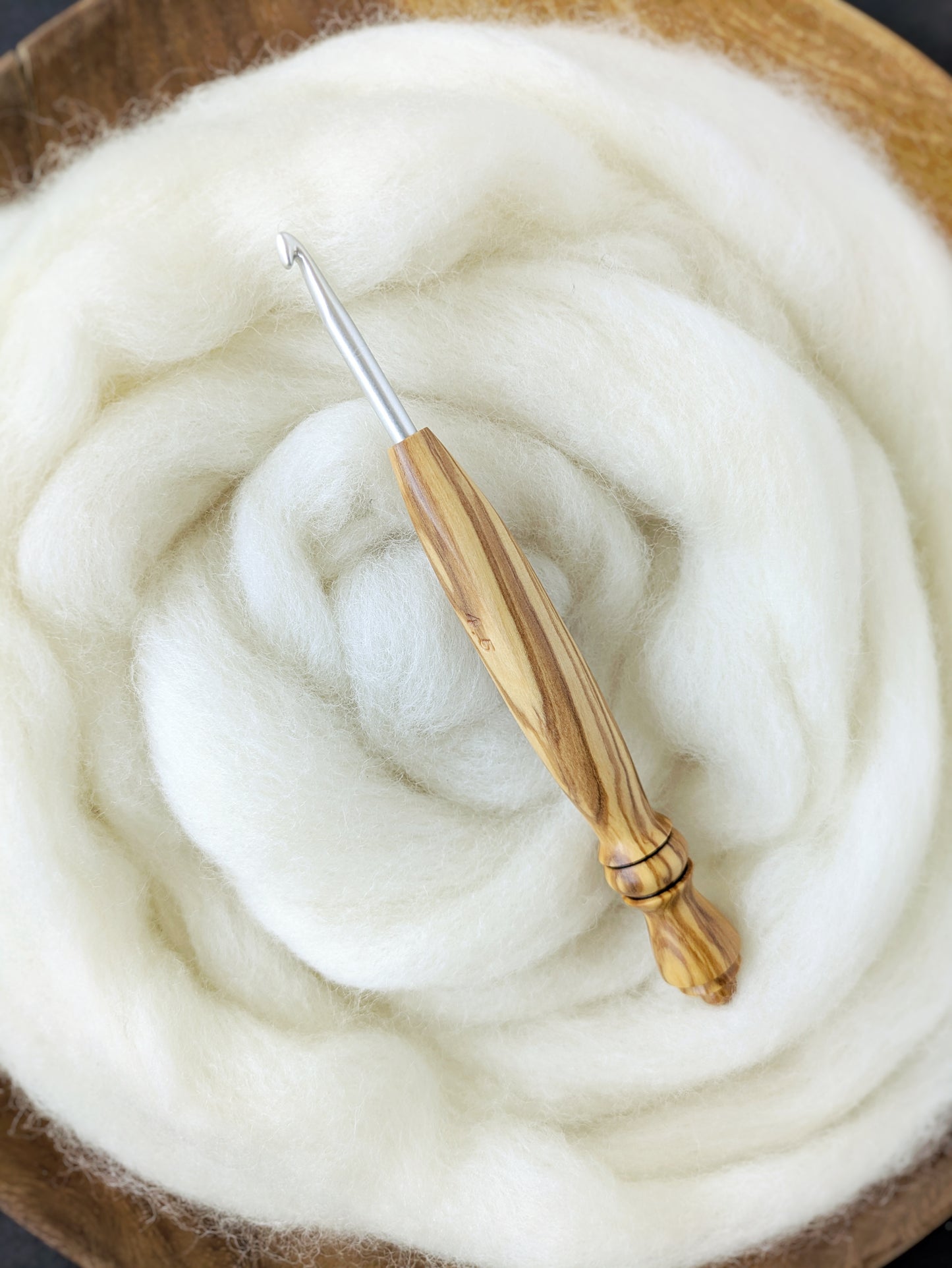 7 4.5mm Olivewood Ergonomic Wood Crochet Hook