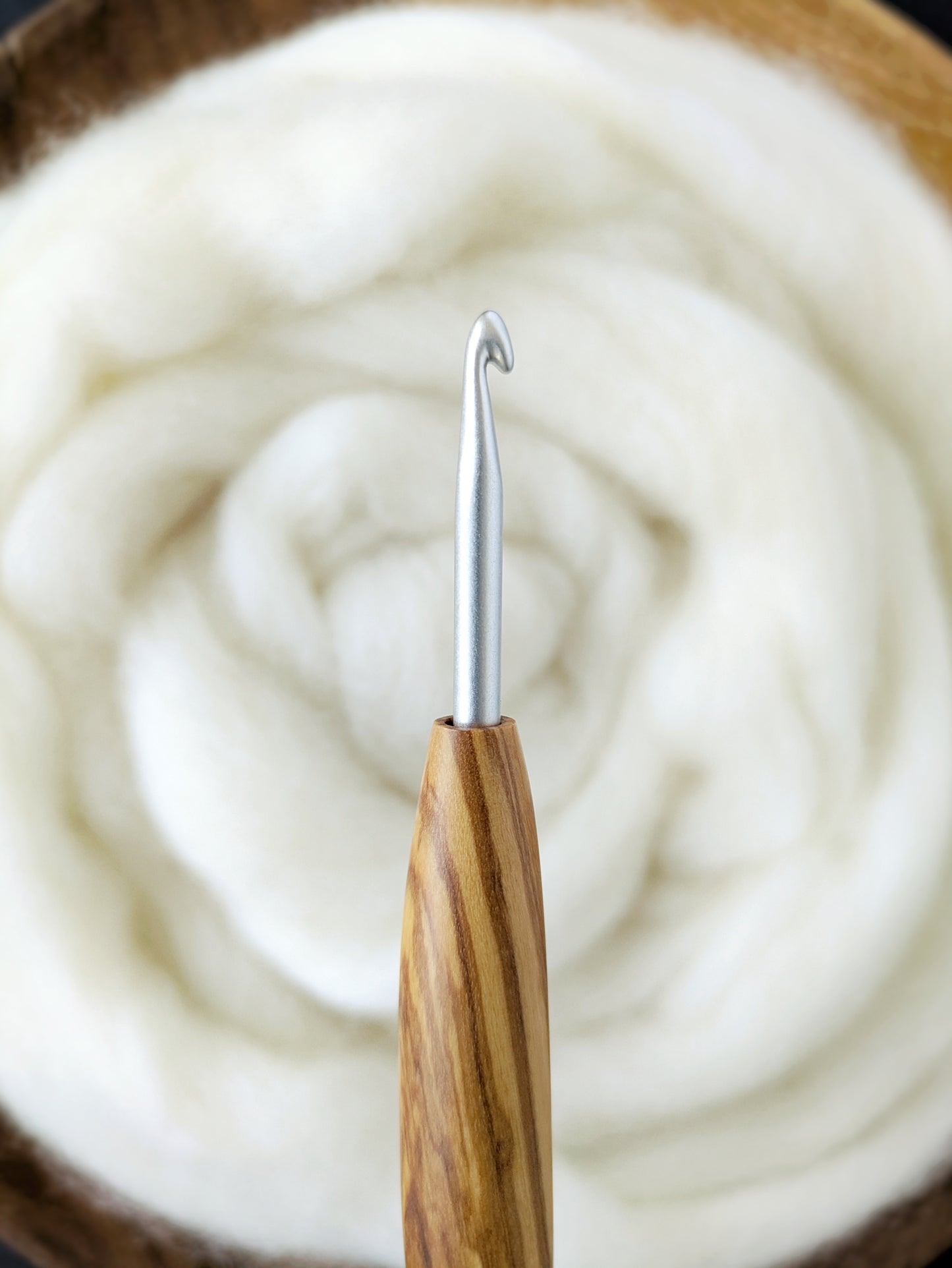 7 4.5mm Olivewood Ergonomic Wood Crochet Hook