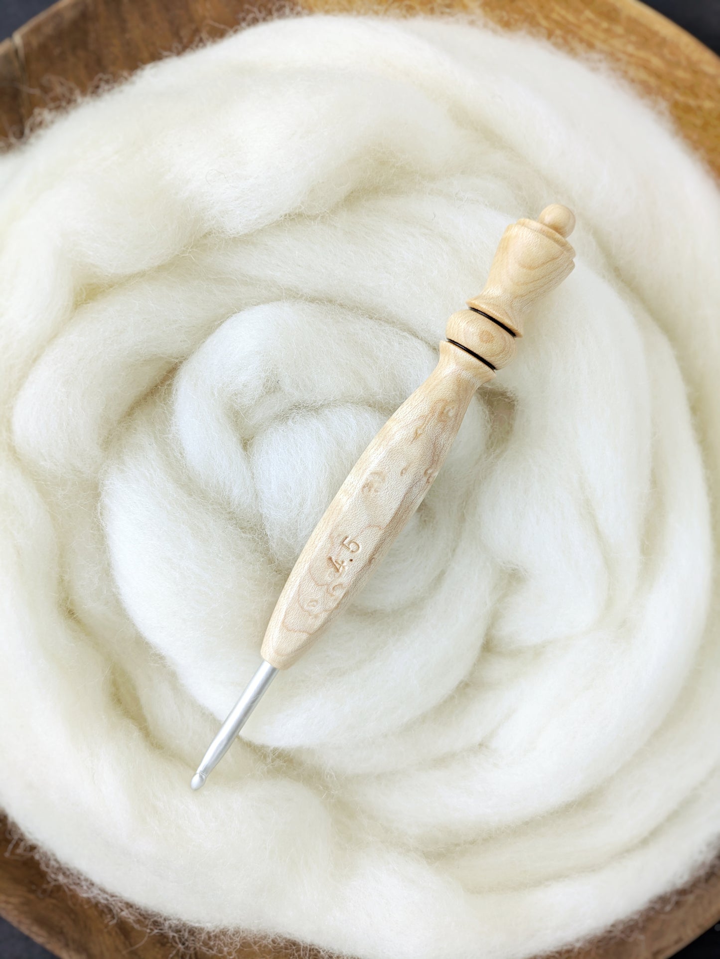 7 4.5mm Birdseye Maple Ergonomic Wood Crochet Hook