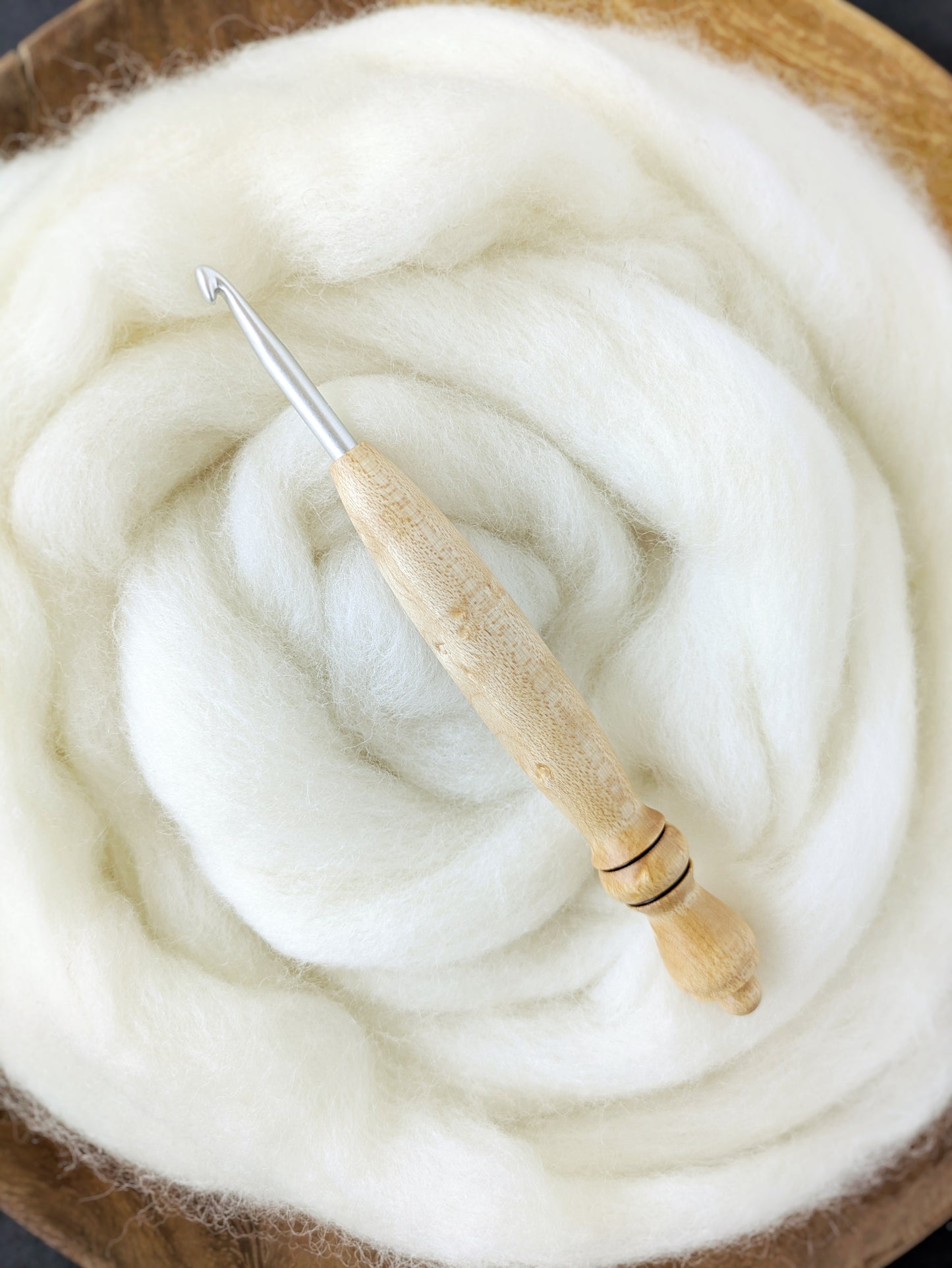 H 5mm Birdseye Maple Ergonomic Wood Crochet Hook