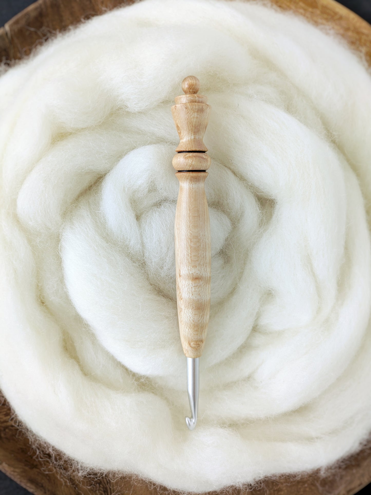 J 6mm Birdseye Maple Ergonomic Wood Crochet Hook