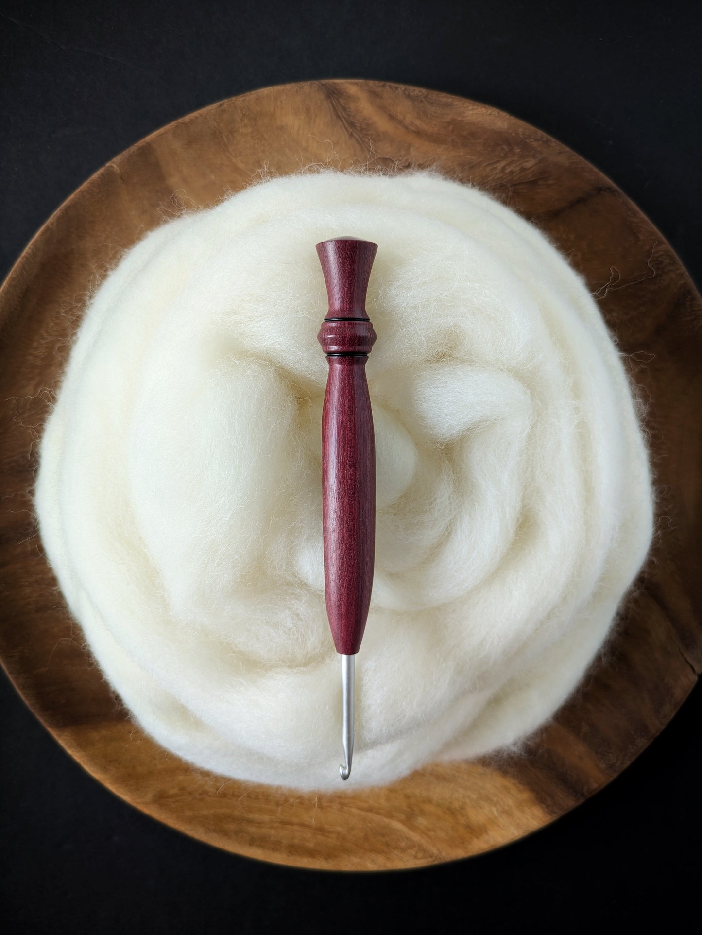 F 3.75mm Purpleheart Ergonomic Wood Crochet Hook