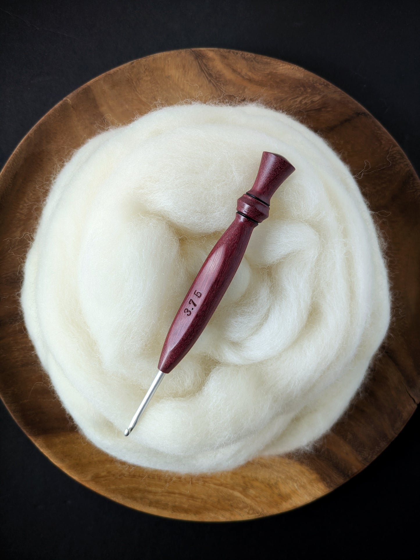 F 3.75mm Purpleheart Ergonomic Wood Crochet Hook