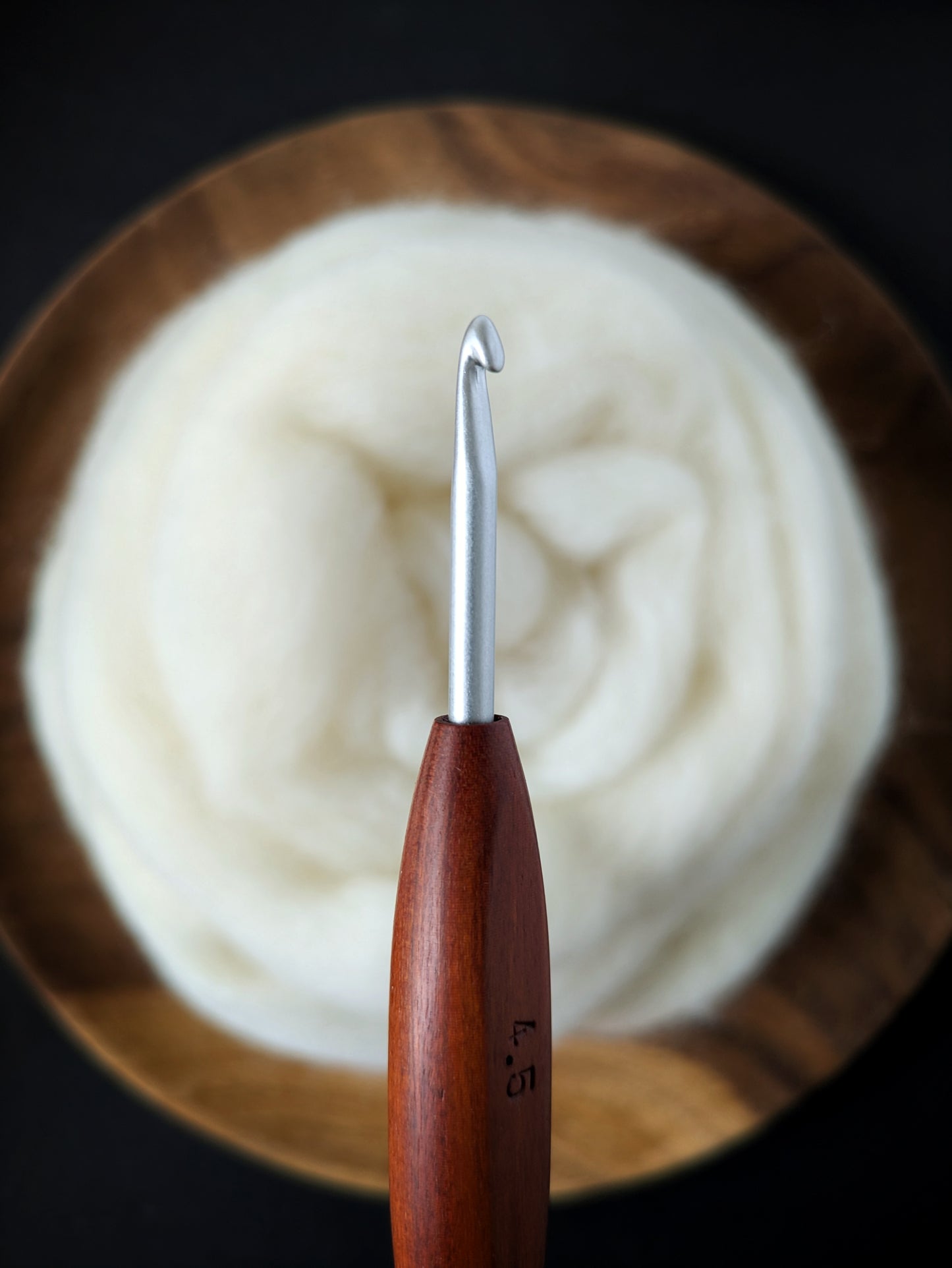 7 4.5mm Orangeheart & Blackwood Ergonomic Wood Crochet Hook