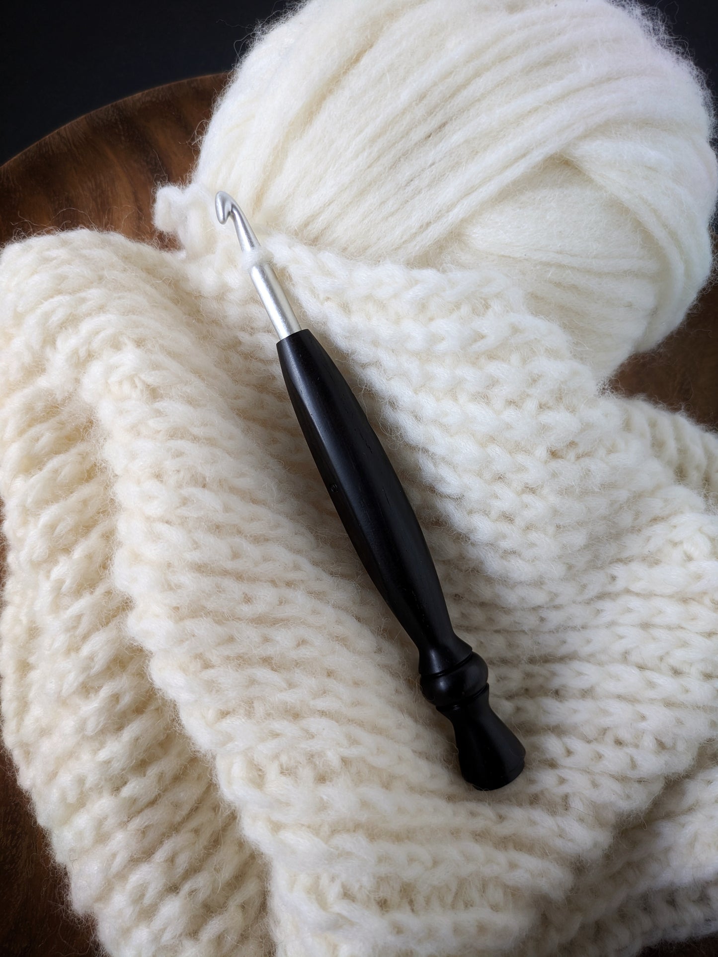 J 6mm Blackwood Ergonomic Wood Crochet Hook