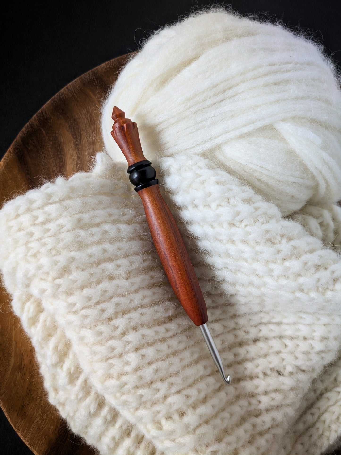 7 4.5mm Orangeheart & Blackwood Ergonomic Wood Crochet Hook