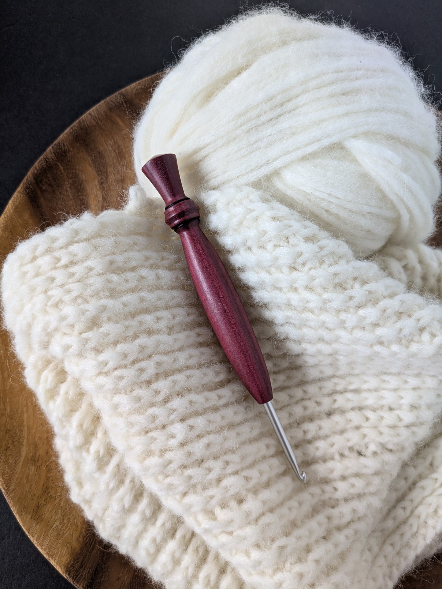7 4.5mm Purpleheart Ergonomic Wood Crochet Hook