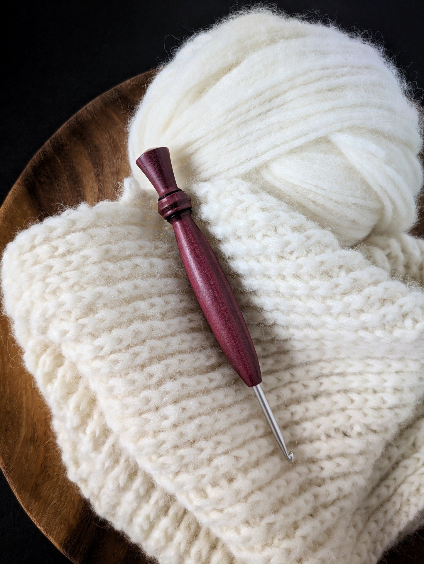 G 4mm Purpleheart Ergonomic Wood Crochet Hook