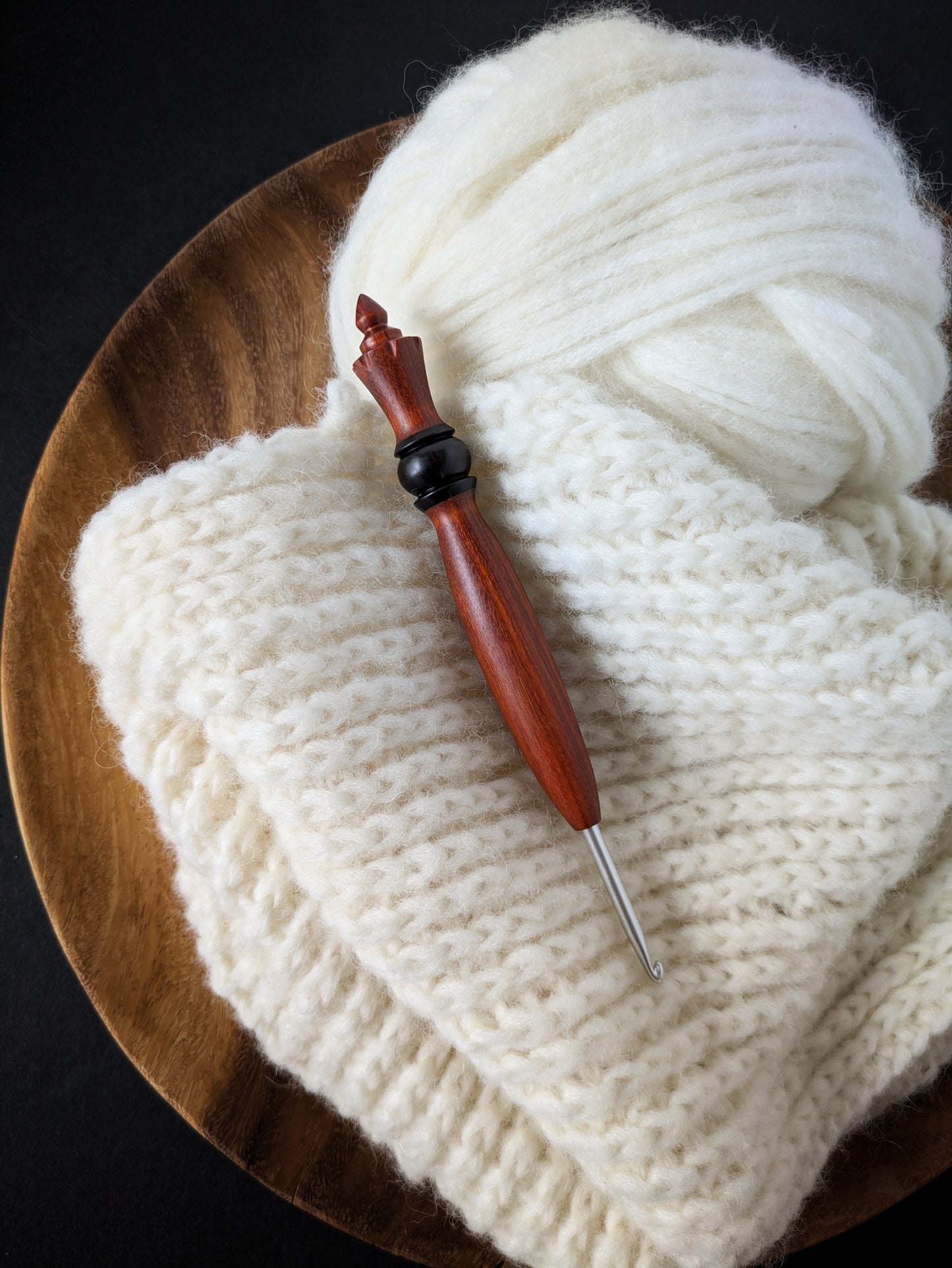 G 4mm Orangeheart & Blackwood Ergonomic Wood Crochet Hook