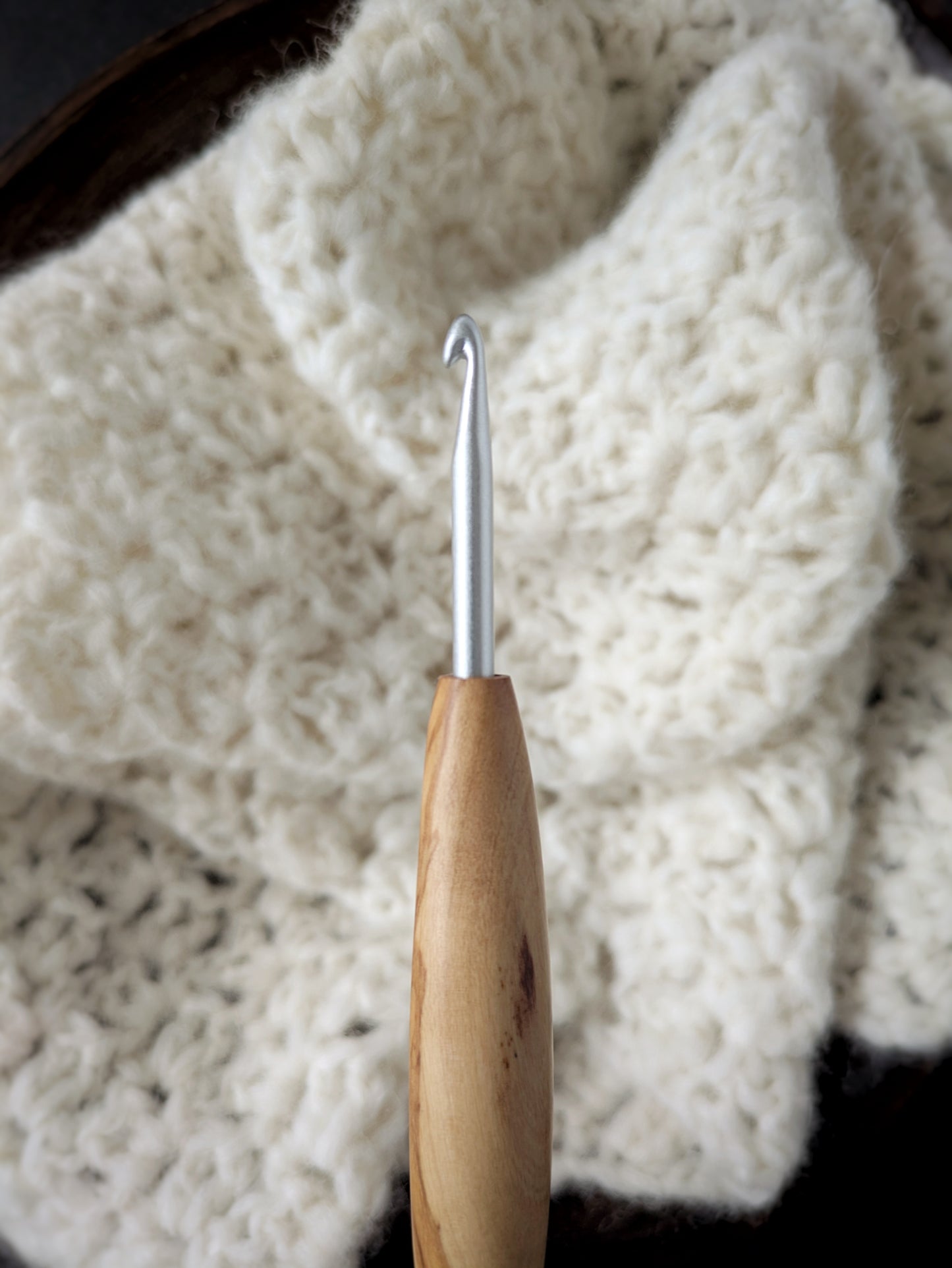 7 4.5mm Olivewood Ergonomic Wood Crochet Hook