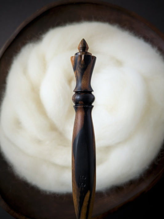 I 5.5mm Black and White Ebony Ergonomic Wood Crochet Hook