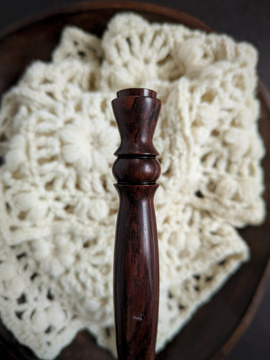 G 4mm Rosewood Ergonomic Wood Crochet Hook RTS