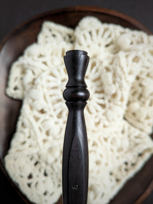 J 6mm Blackwood Ergonomic Wood Crochet Hook RTS