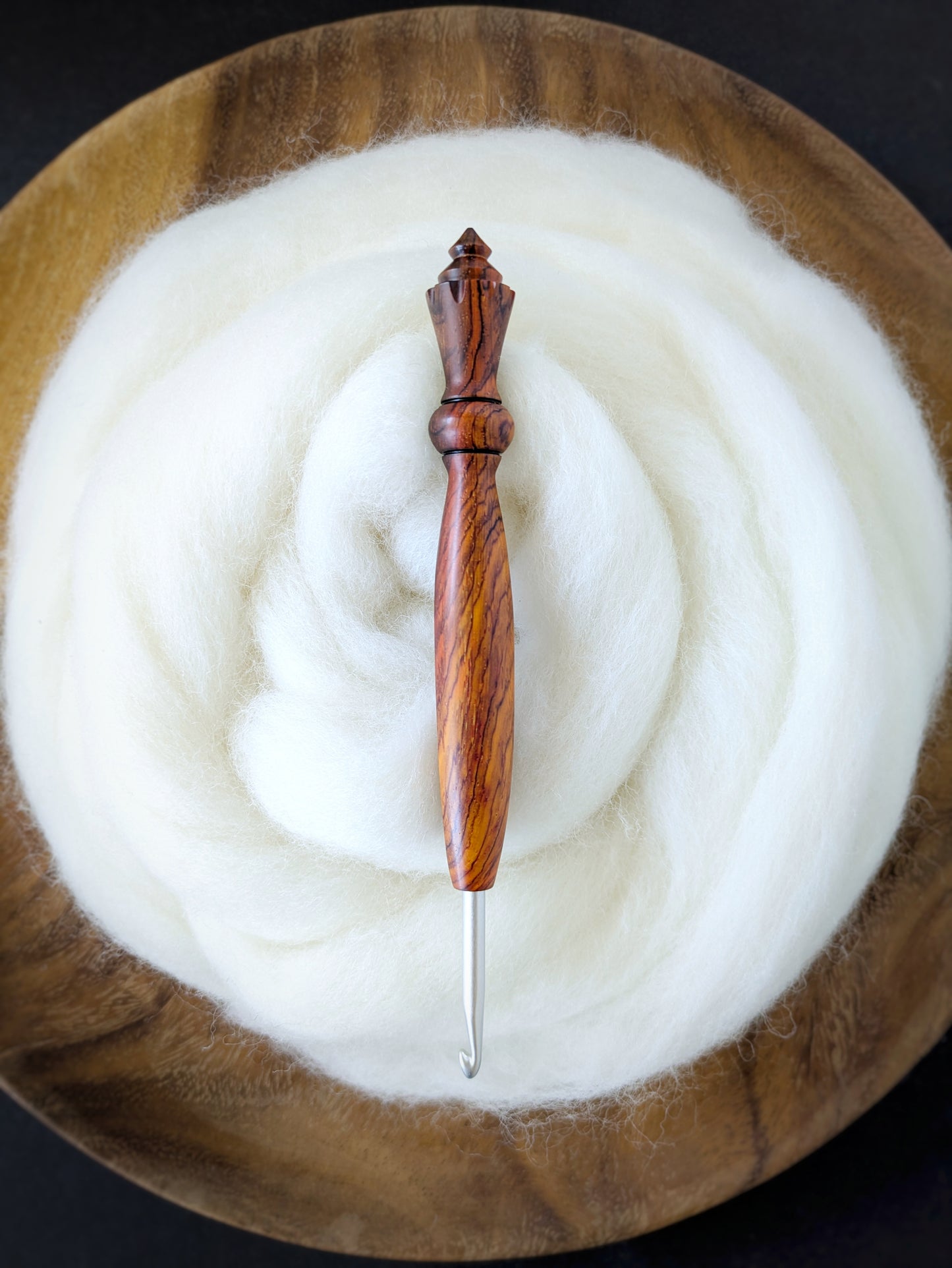 7 4.5mm Cocobolo Ergonomic Wood Crochet Hook