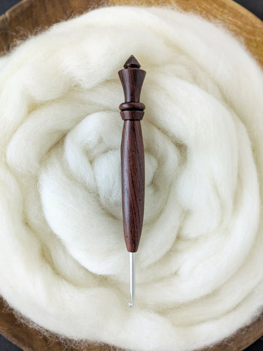 F 3.75mm Rosewood Ergonomic Wood Crochet Hook