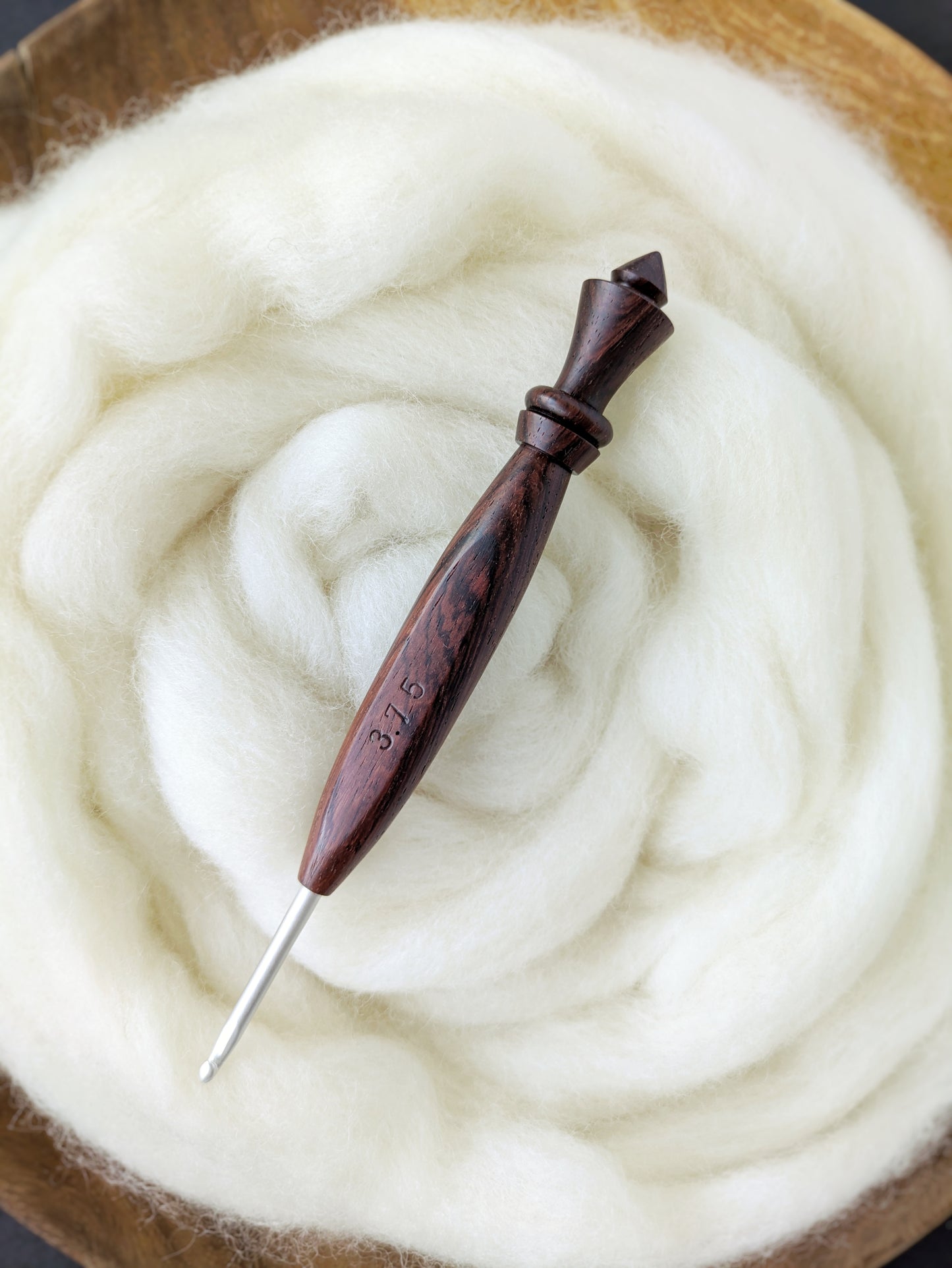 F 3.75mm Rosewood Ergonomic Wood Crochet Hook