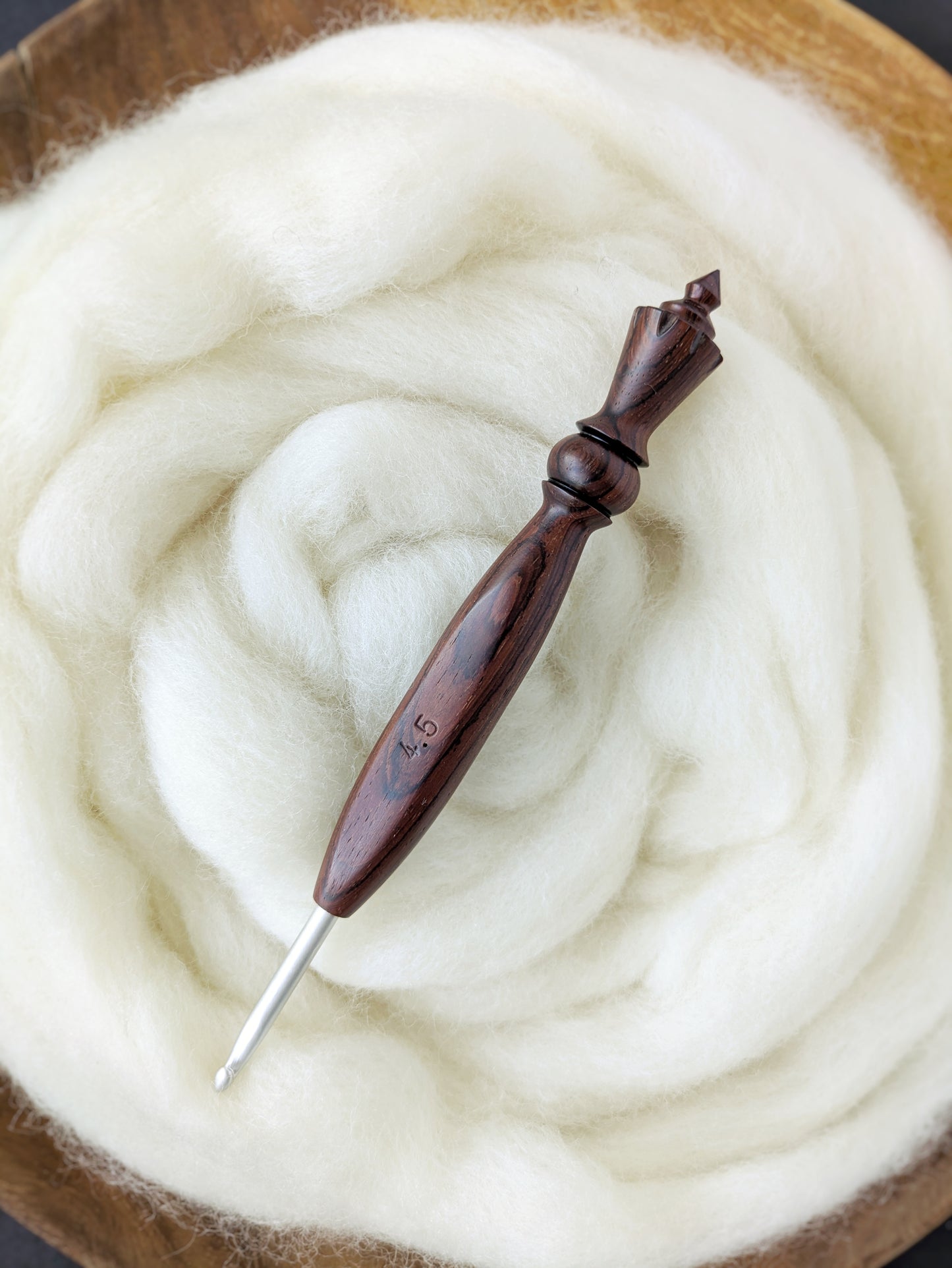 7 4.5mm Rosewood Ergonomic Wood Crochet Hook