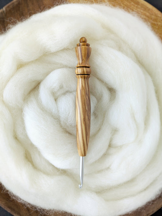 7 4.5mm Olivewood Ergonomic Wood Crochet Hook