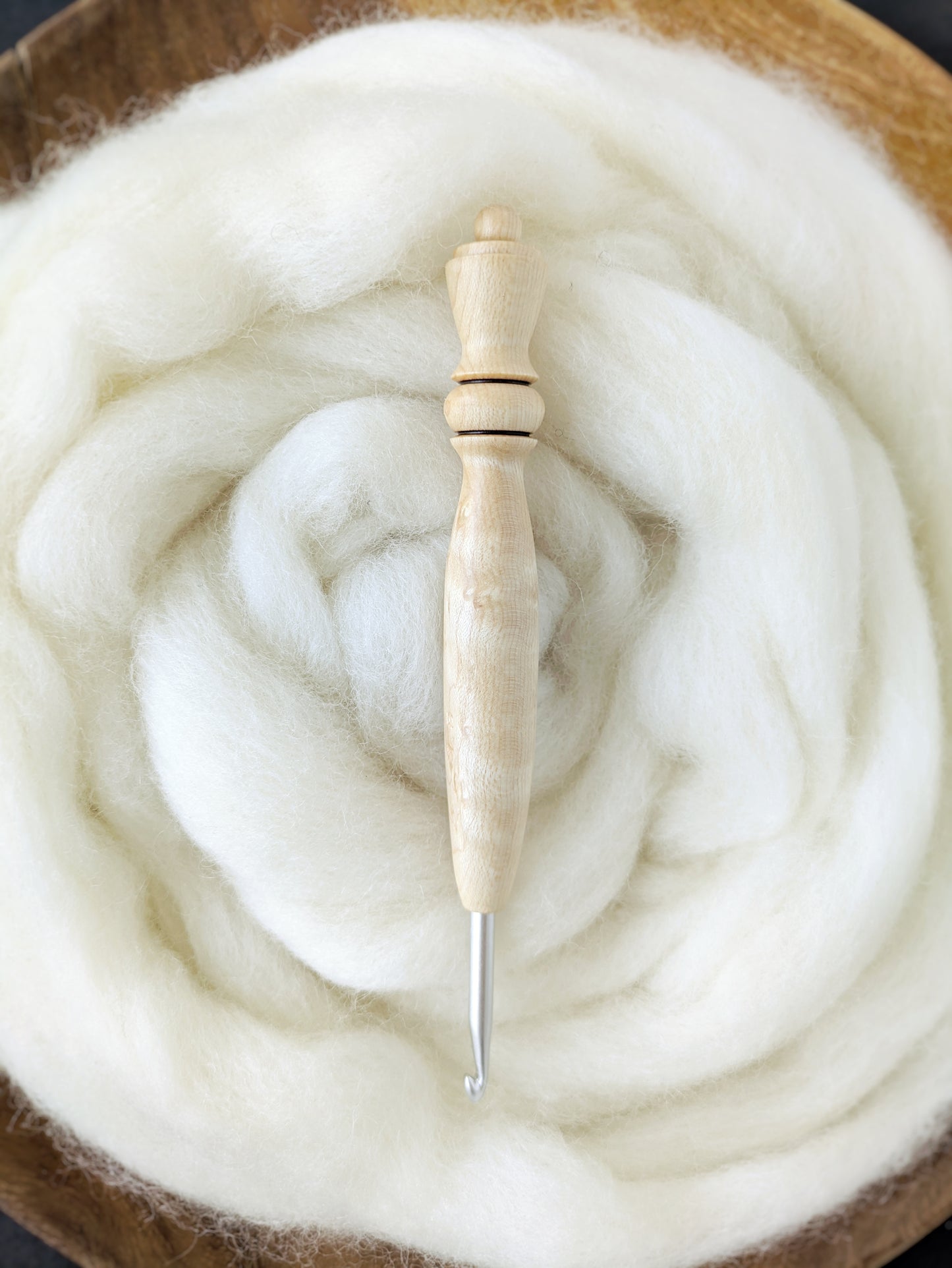 7 4.5mm Birdseye Maple Ergonomic Wood Crochet Hook