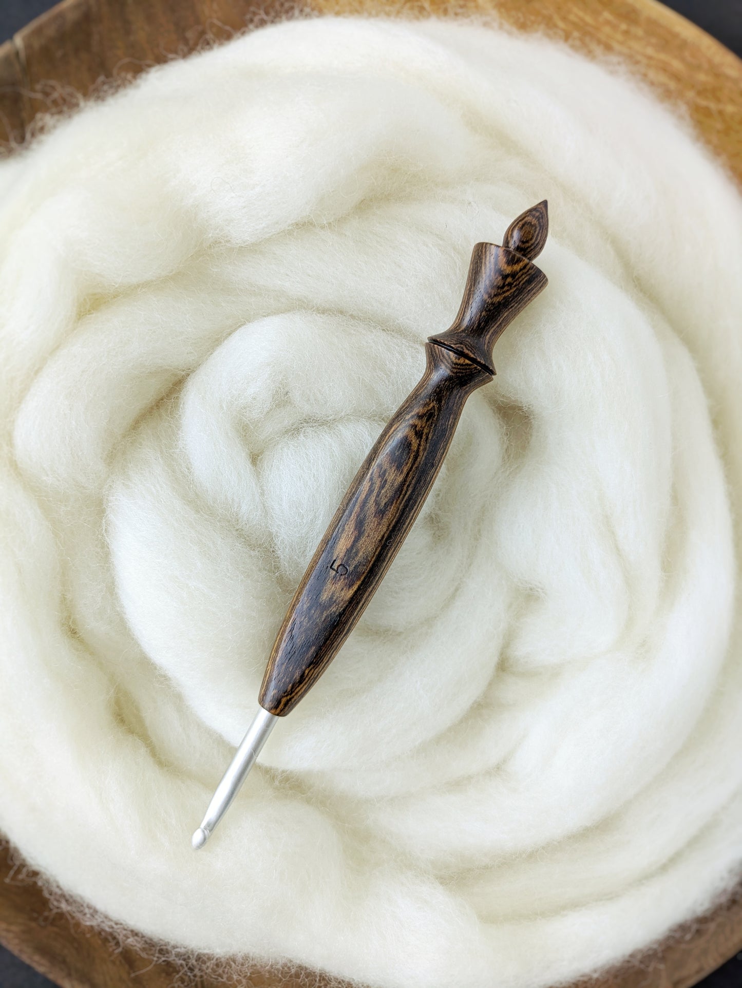 H 5mm Bocote Ergonomic Wood Crochet Hook