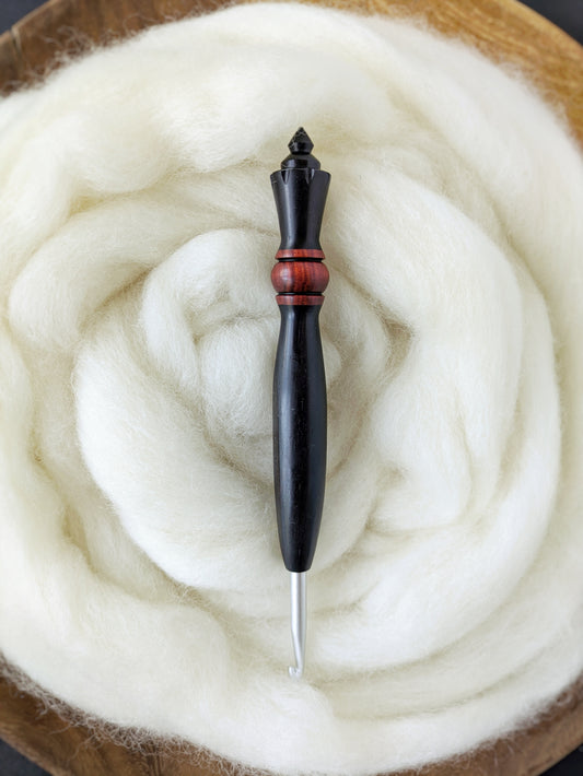 H 5mm Blackwood + Redheart Ergonomic Wood Crochet Hook