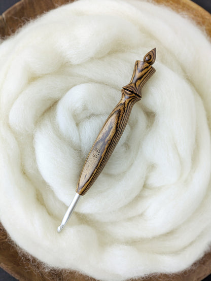 I 5.5mm Bocote Ergonomic Wood Crochet Hook