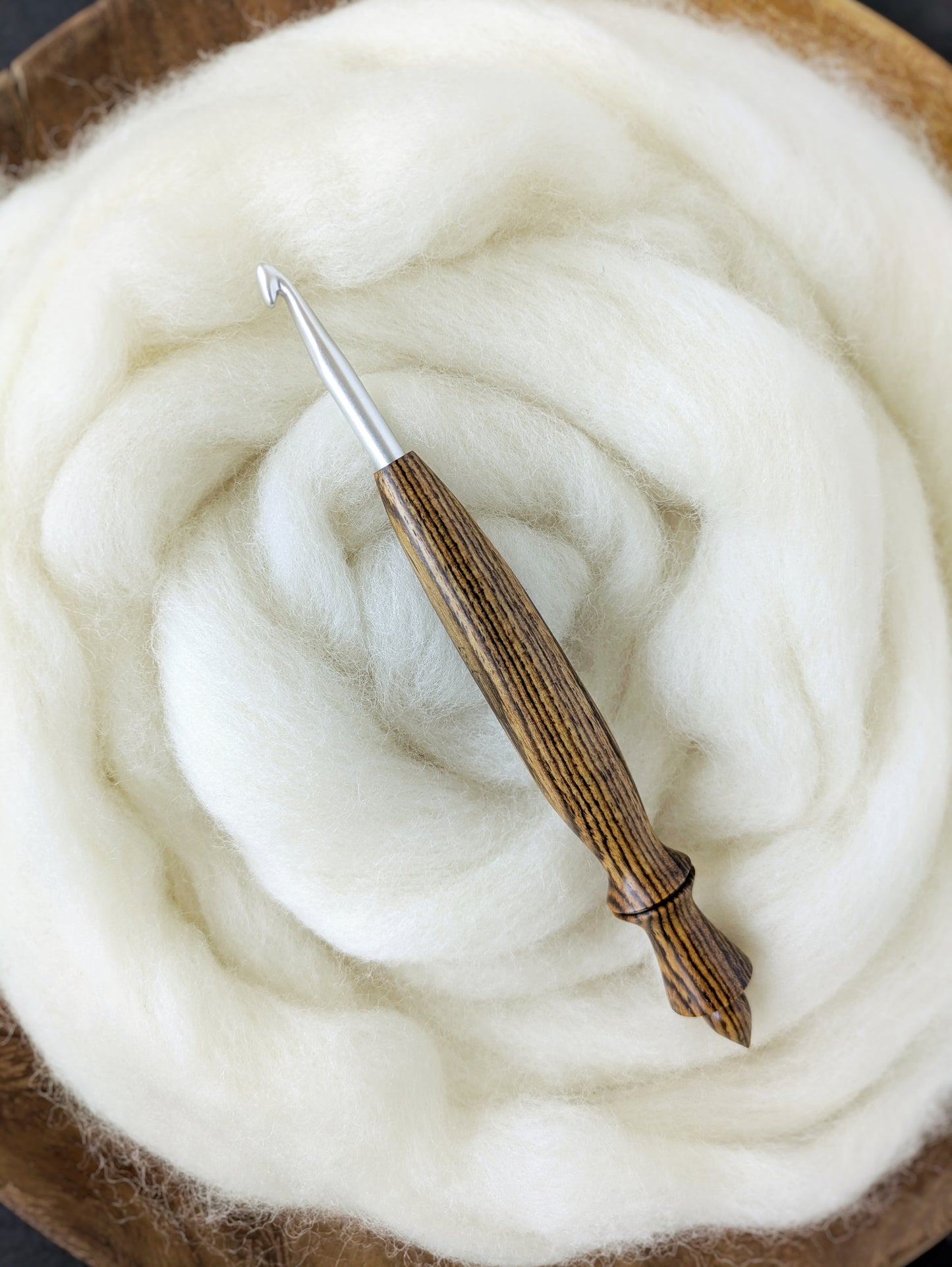 I 5.5mm Bocote Ergonomic Wood Crochet Hook