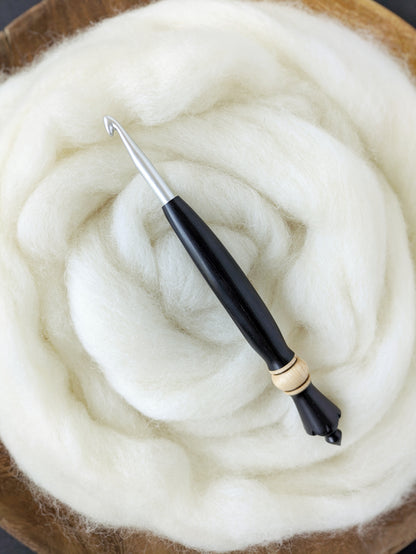 J 6mm Blackwood + Maple Ergonomic Wood Crochet Hook