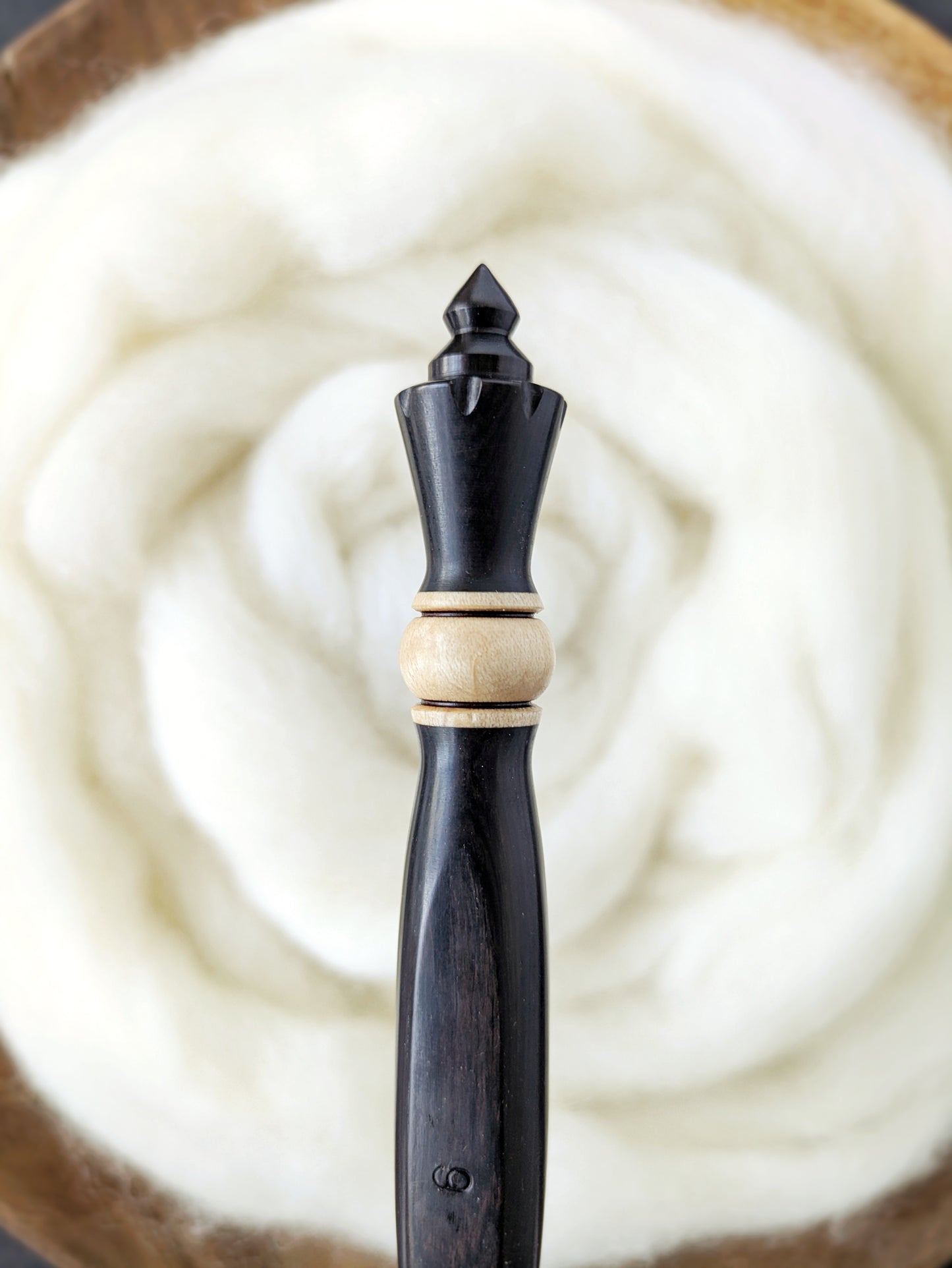 J 6mm Blackwood + Maple Ergonomic Wood Crochet Hook