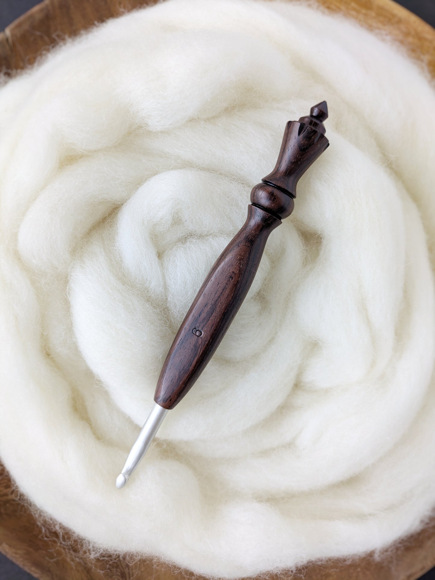 J 6mm Rosewood Ergonomic Wood Crochet Hook