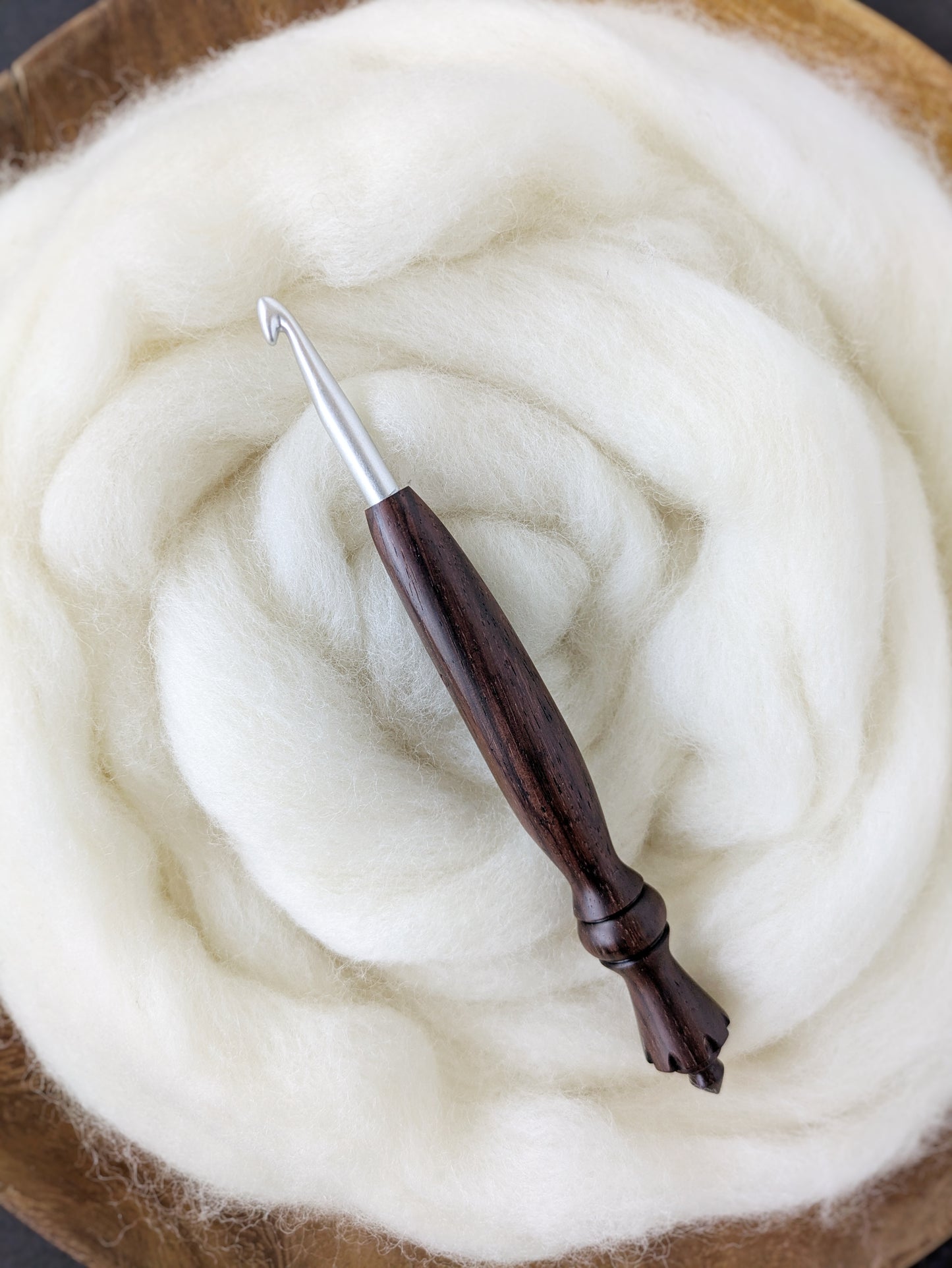J 6mm Rosewood Ergonomic Wood Crochet Hook