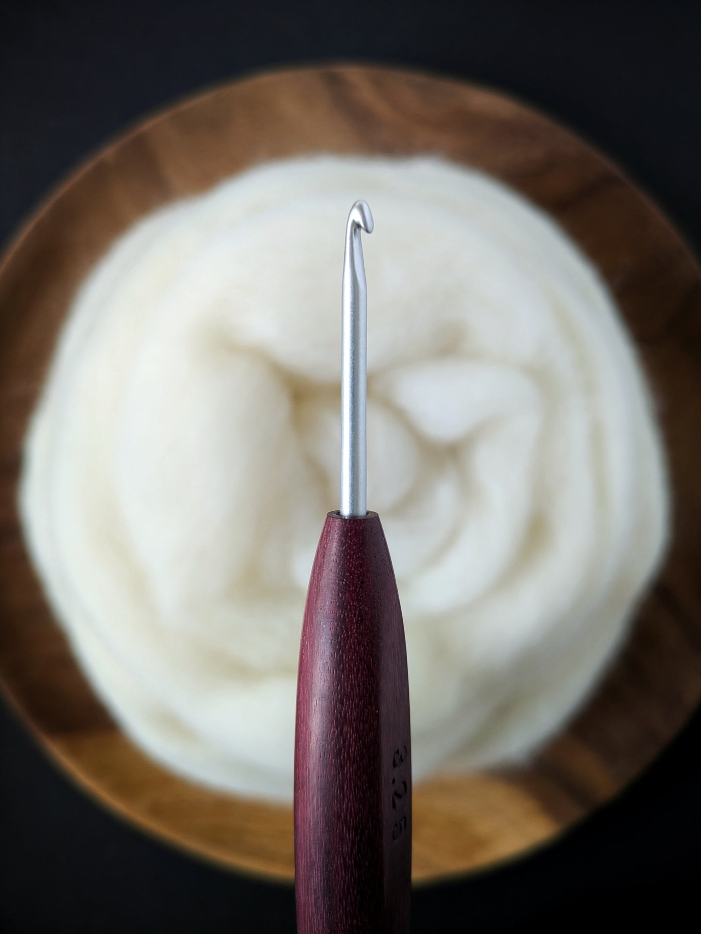 D 3.25mm Purpleheart Ergonomic Wood Crochet Hook