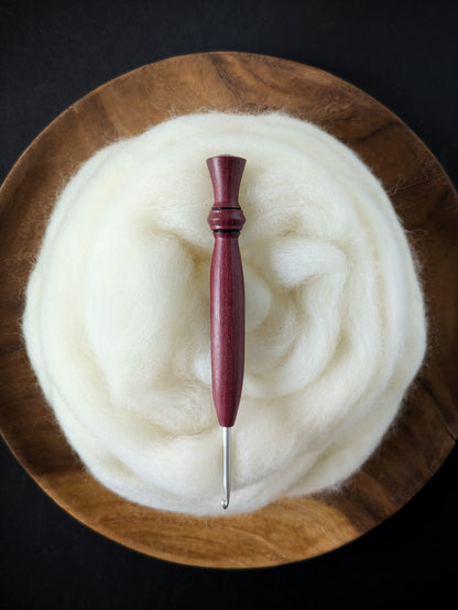 F 3.75mm Purpleheart Ergonomic Wood Crochet Hook