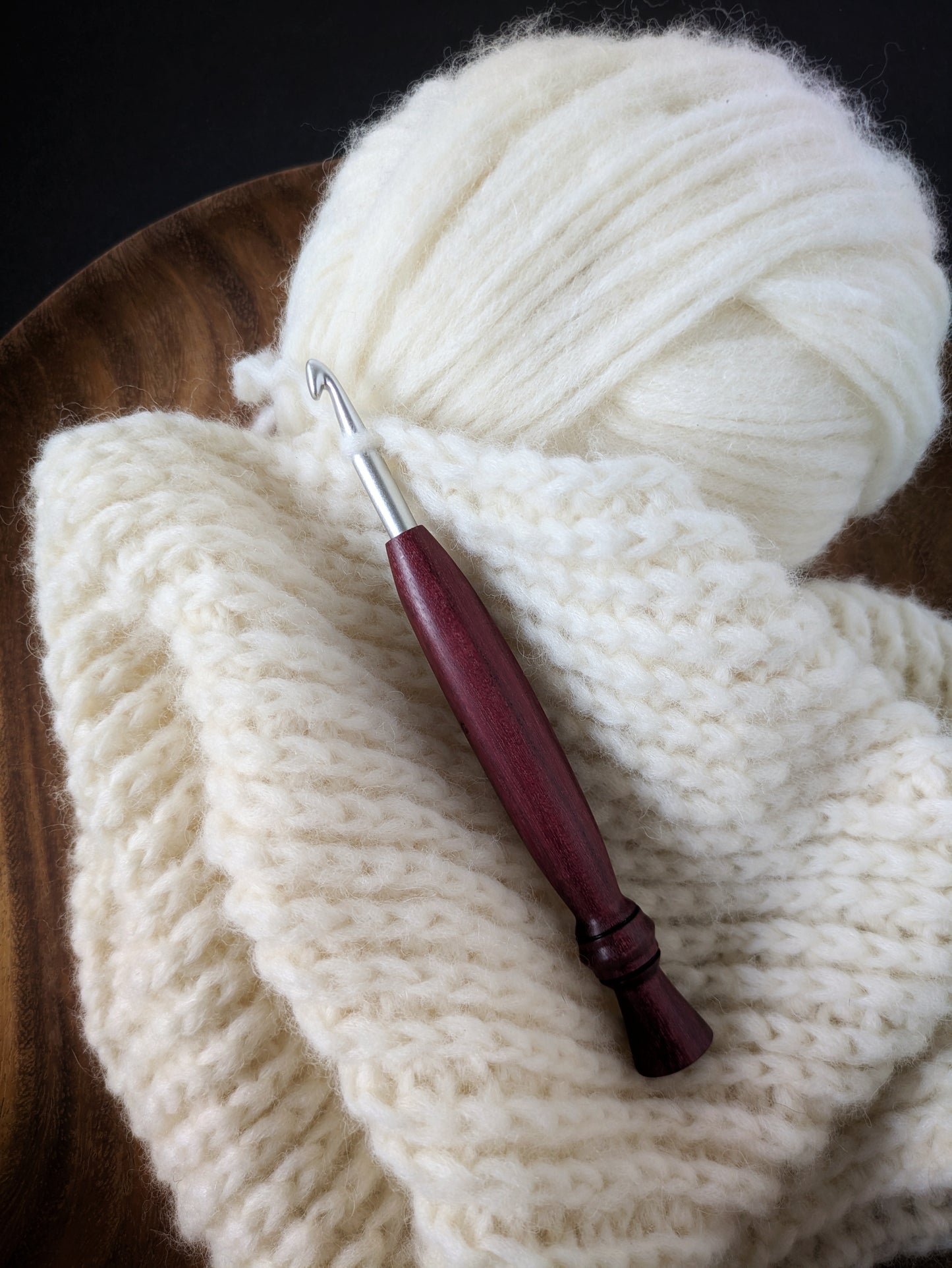 J 6mm Purpleheart Ergonomic Wood Crochet Hook