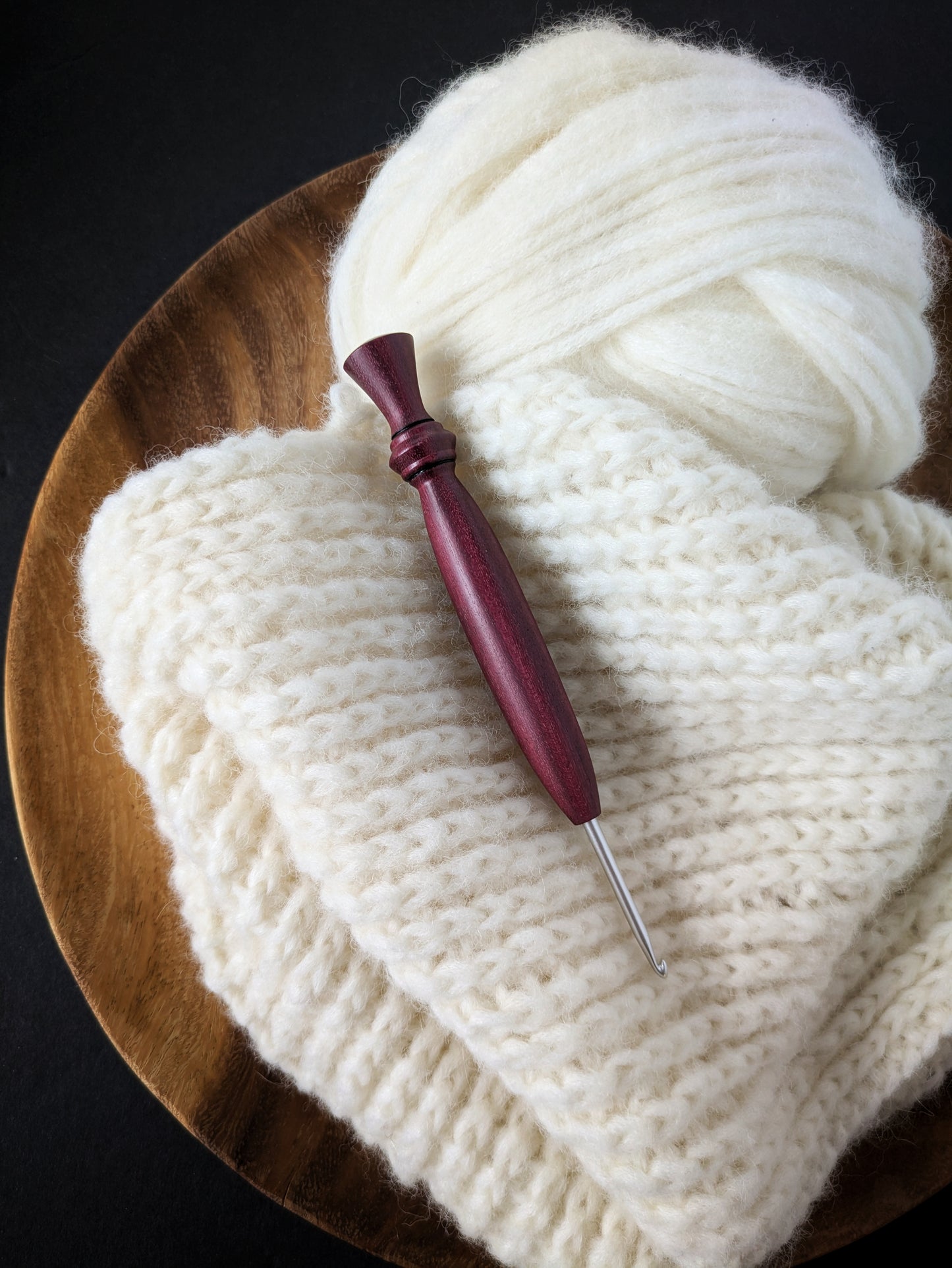 D 3.25mm Purpleheart Ergonomic Wood Crochet Hook