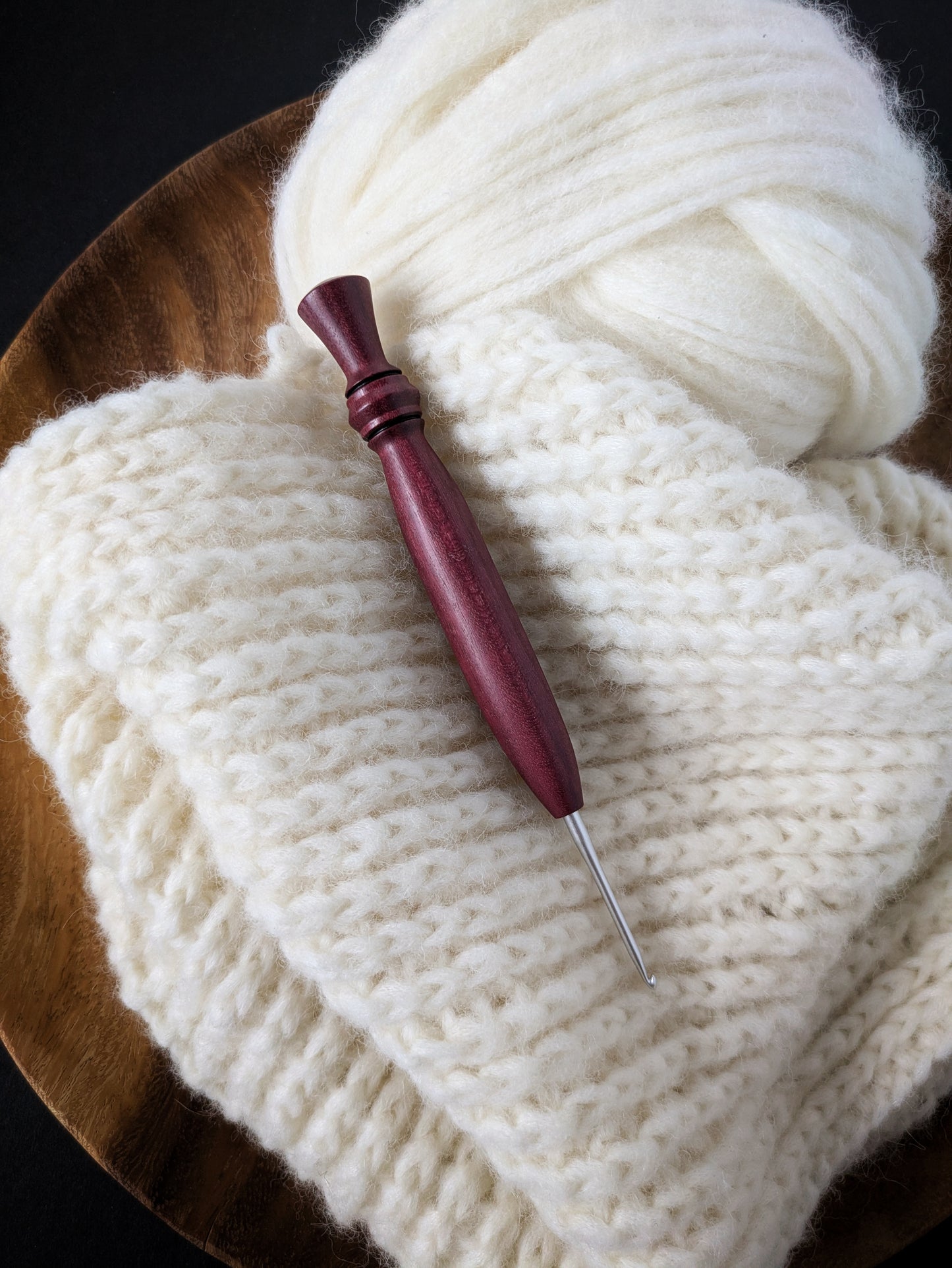 B 2.25mm Purpleheart Ergonomic Wood Crochet Hook