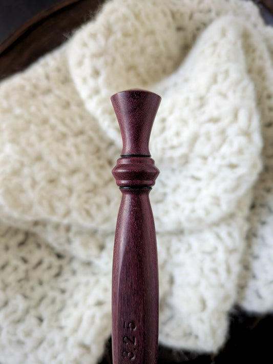 D 3.25mm Purpleheart Ergonomic Wood Crochet Hook