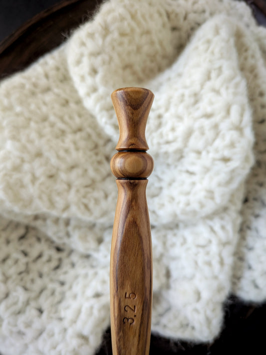 D 3.25mm Olivewood Ergonomic Wood Crochet Hook