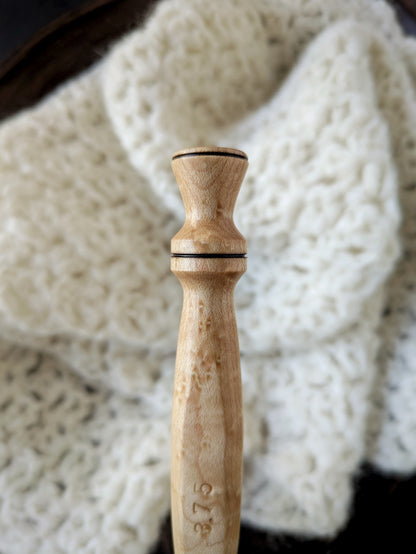 F 3.75mm Birdseye Maple Ergonomic Wood Crochet Hook