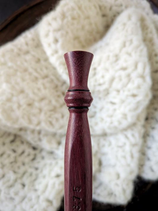 F 3.75mm Purpleheart Ergonomic Wood Crochet Hook