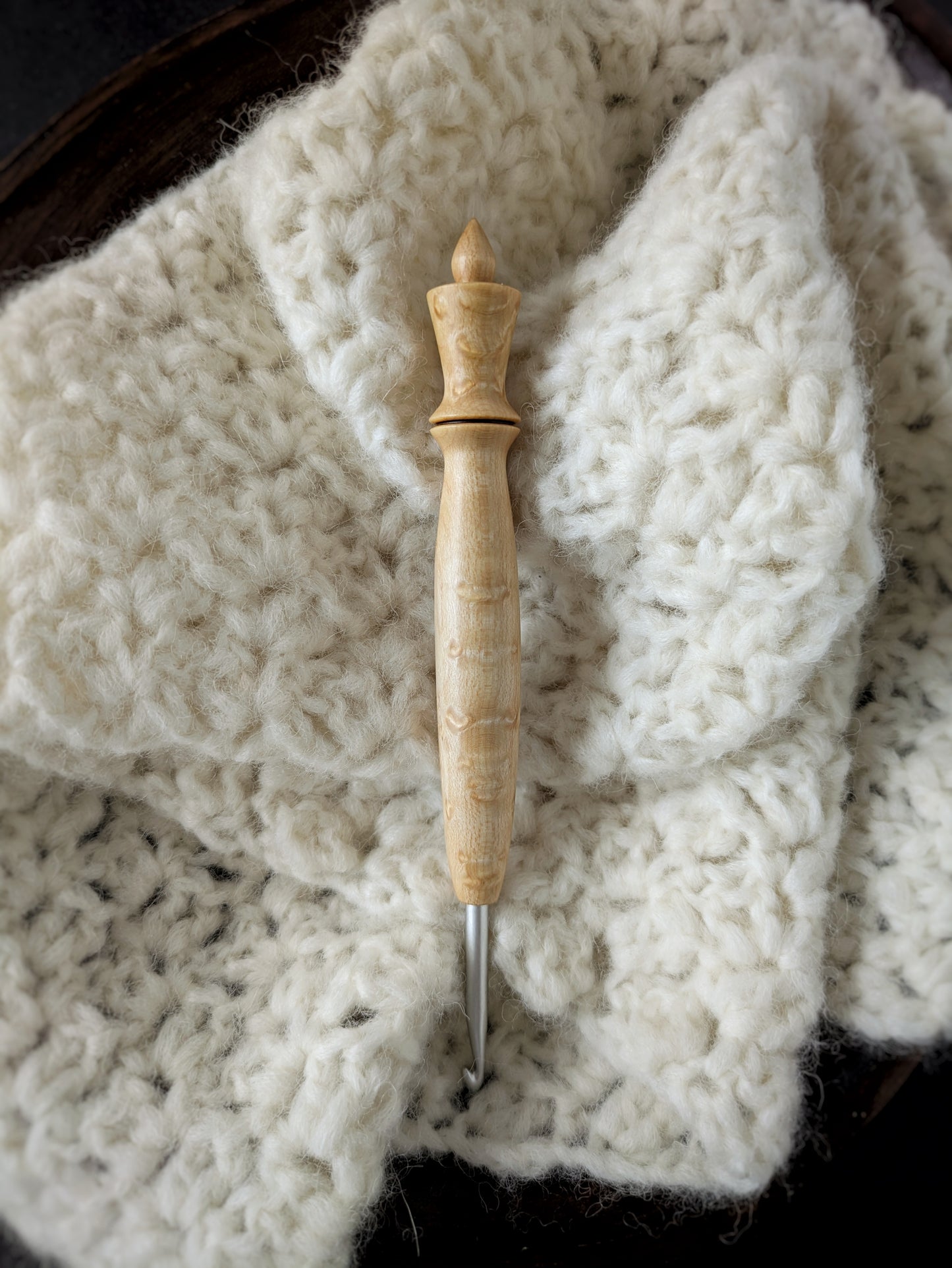 7 4.5mm Birdseye Maple Ergonomic Wood Crochet Hook