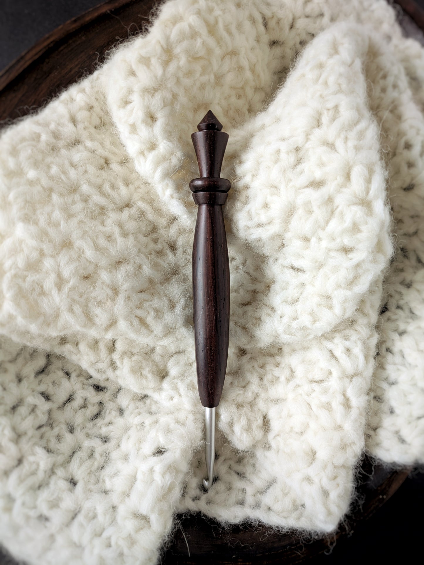 7 4.5mm Rosewood Ergonomic Wood Crochet Hook