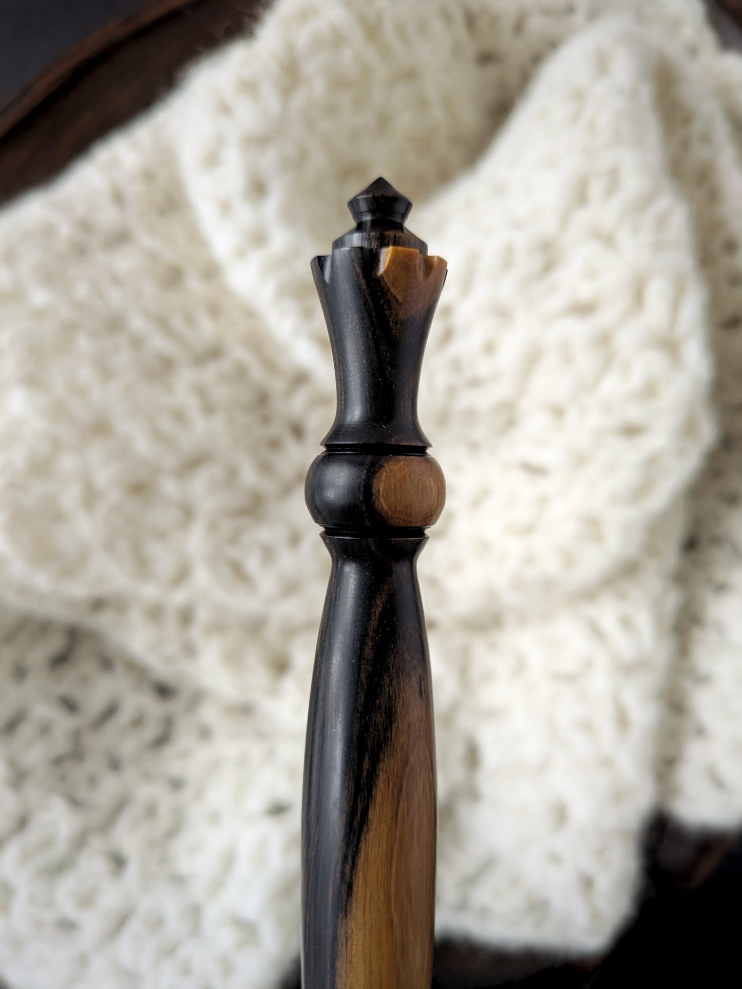 7 4.5mm Black & White Ebony Ergonomic Wood Crochet Hook