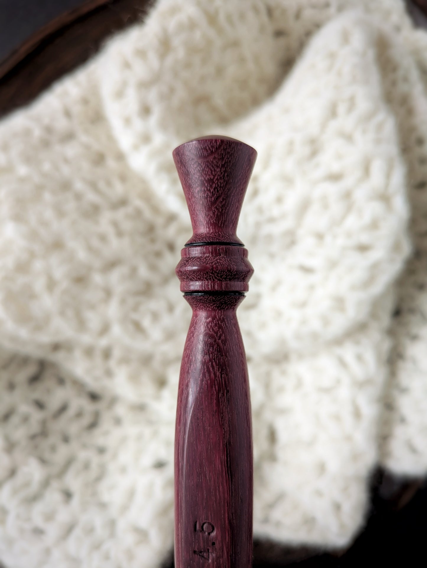 7 4.5mm Purpleheart Ergonomic Wood Crochet Hook