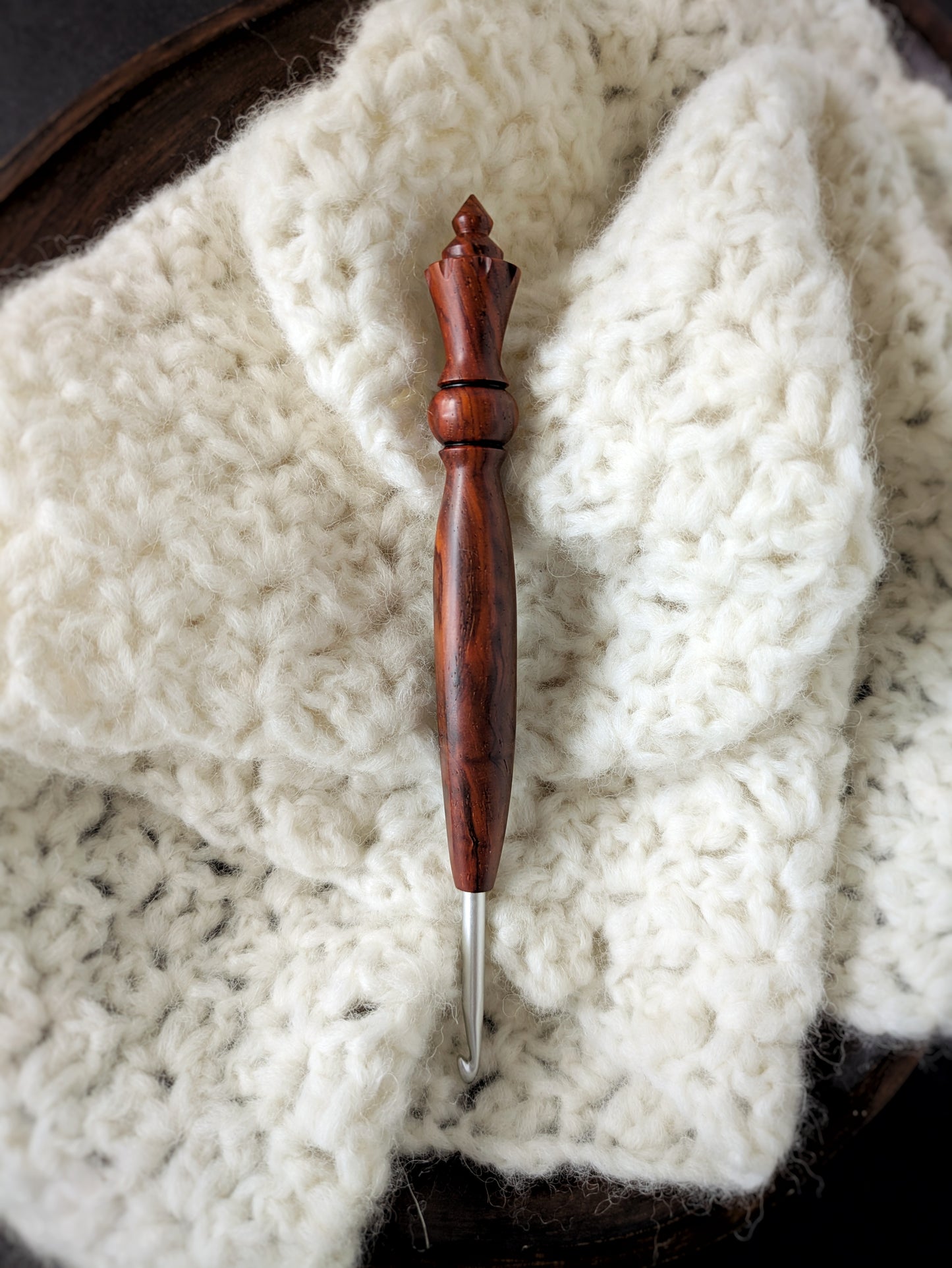 7 4.5mm Cocobolo Ergonomic Wood Crochet Hook