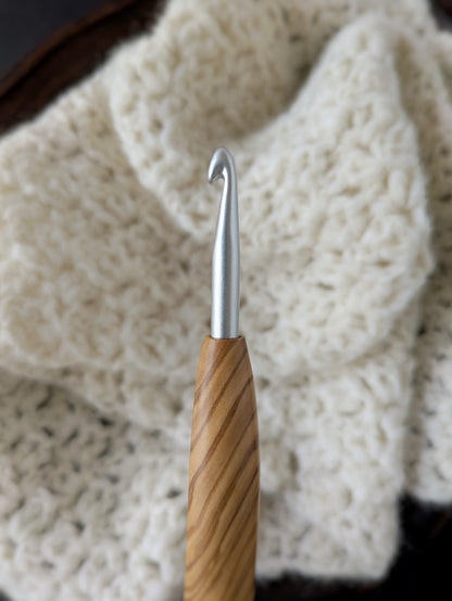 J 6mm Olivewood Ergonomic Wood Crochet Hook